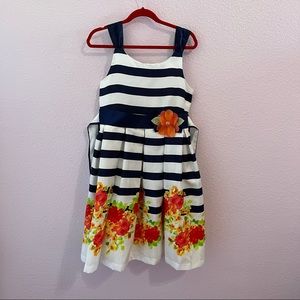 Girls striped and floral dress size 10